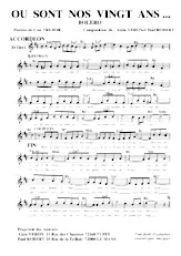 download the accordion score Où sont nos vingt ans (Boléro) in PDF format